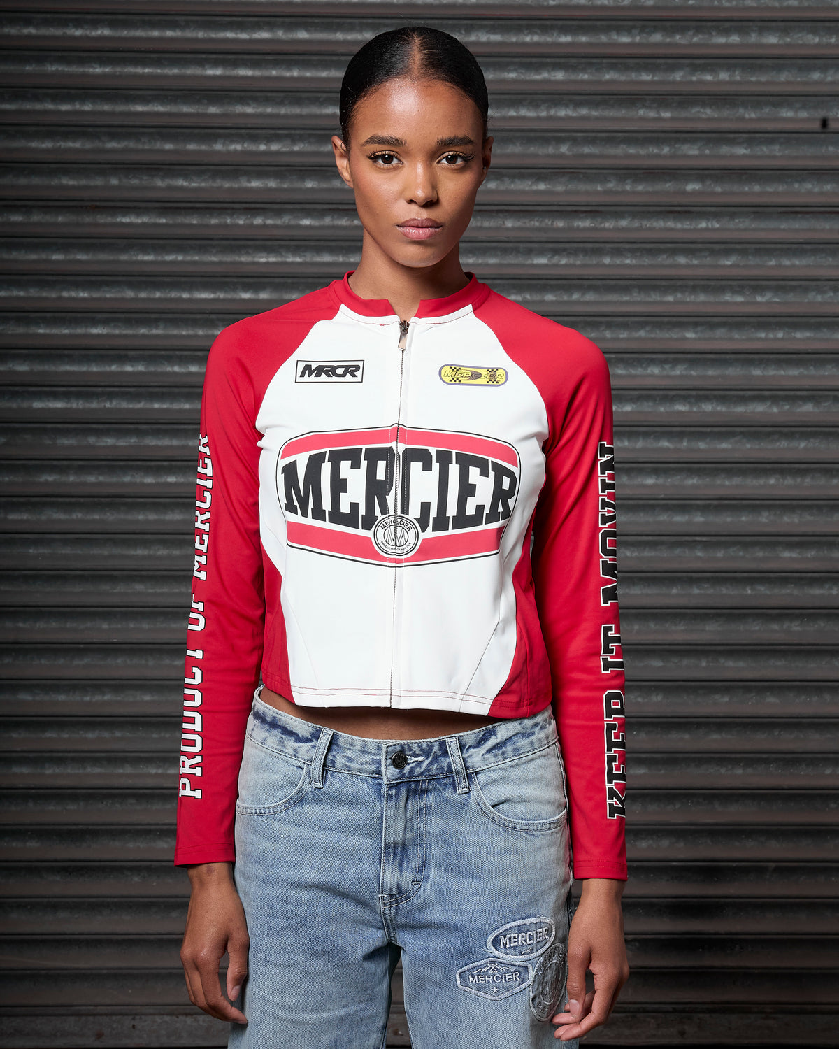 Womens Zip Racer Top Red, image 4