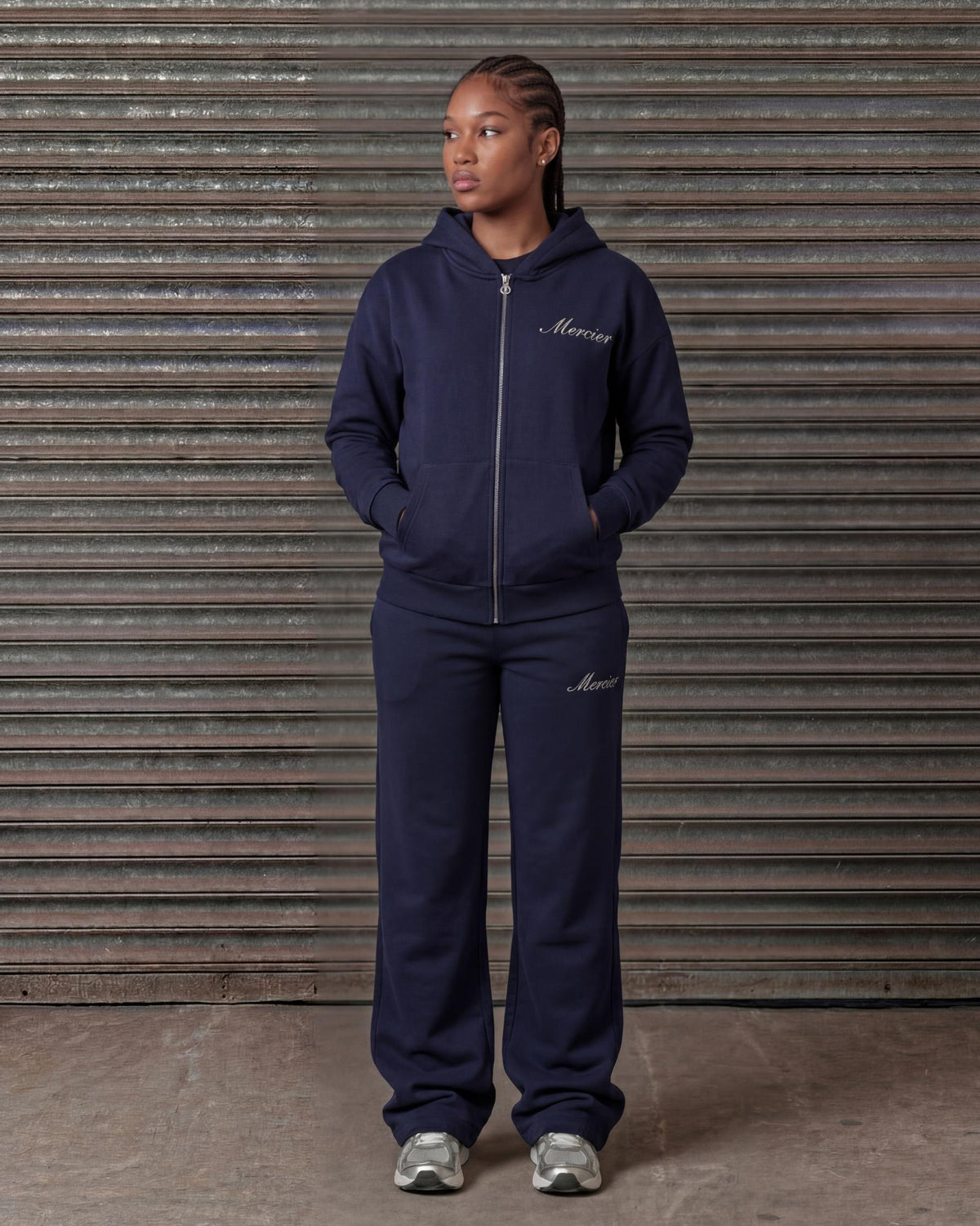 Women's Authenticity Hoodie Navy Silver, image 2
