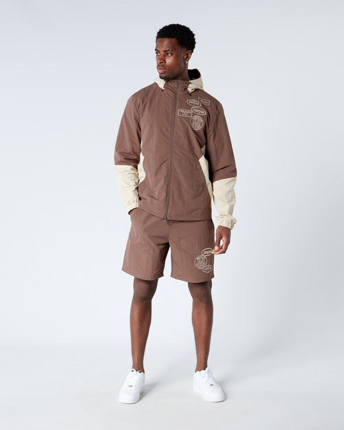 Brown Angle Badge Windbreaker