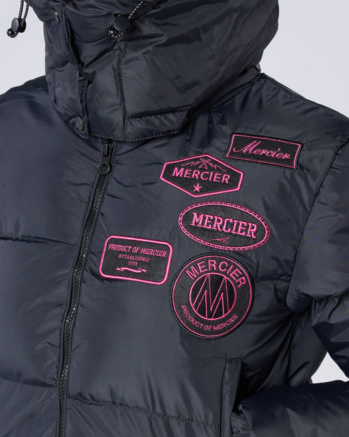 Womens Cropped Puffer Jacket Black/Pink