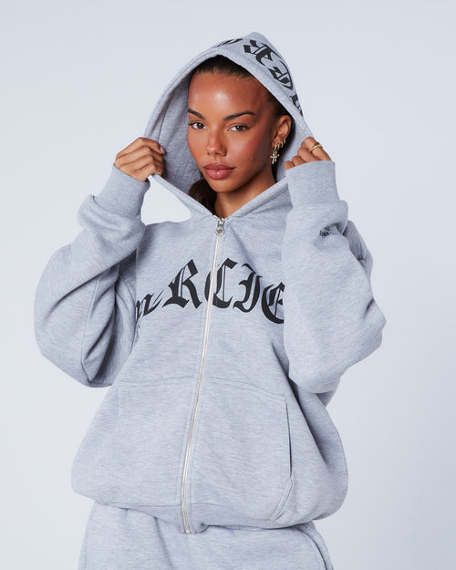 Womens Gothic Zip Hoodie Grey