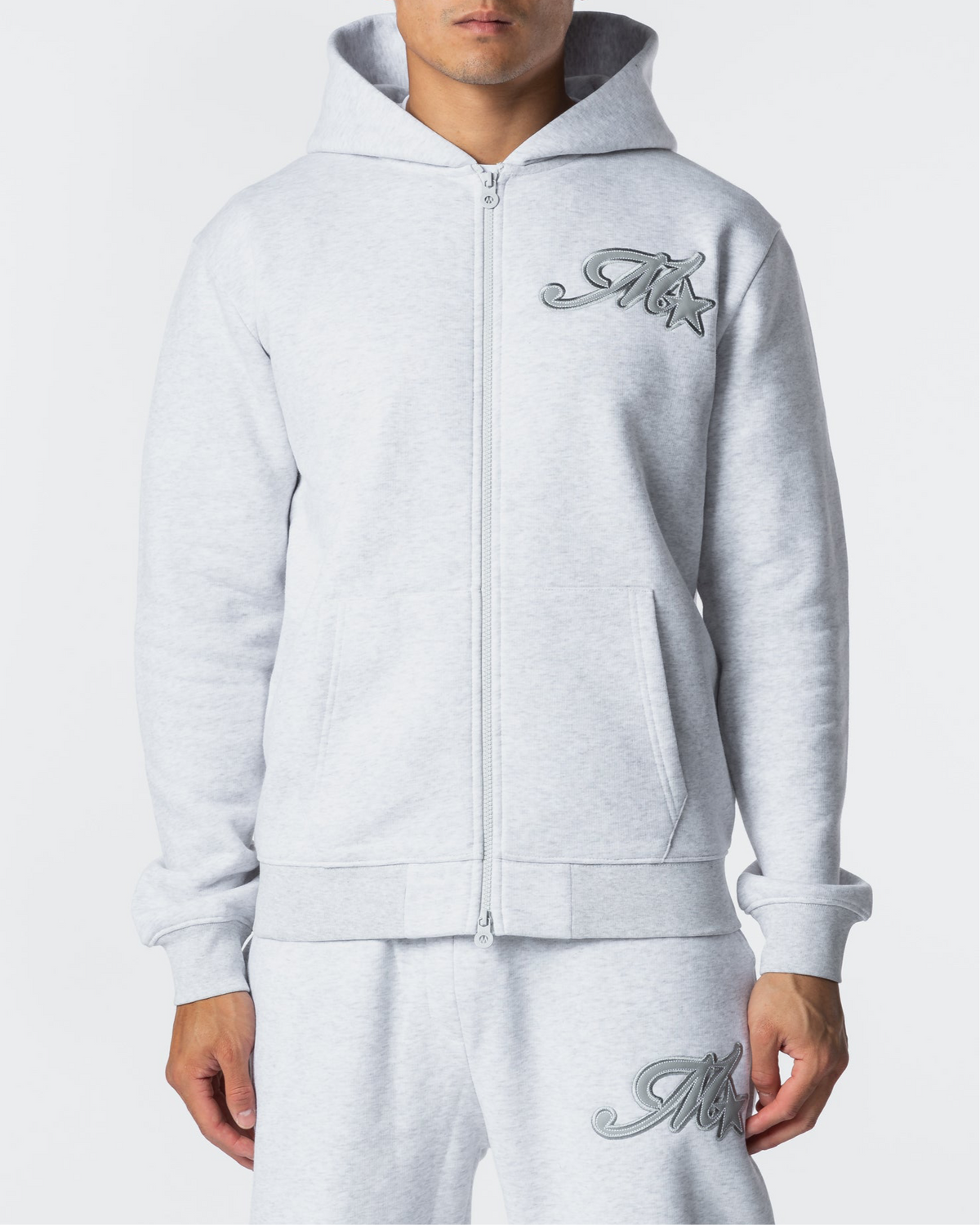 Runway Full Zip Hoodie Grey Marl, image 1