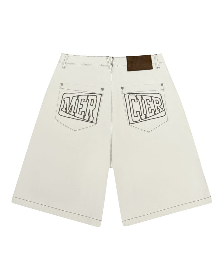 Relaxed Stitched Jorts Beige