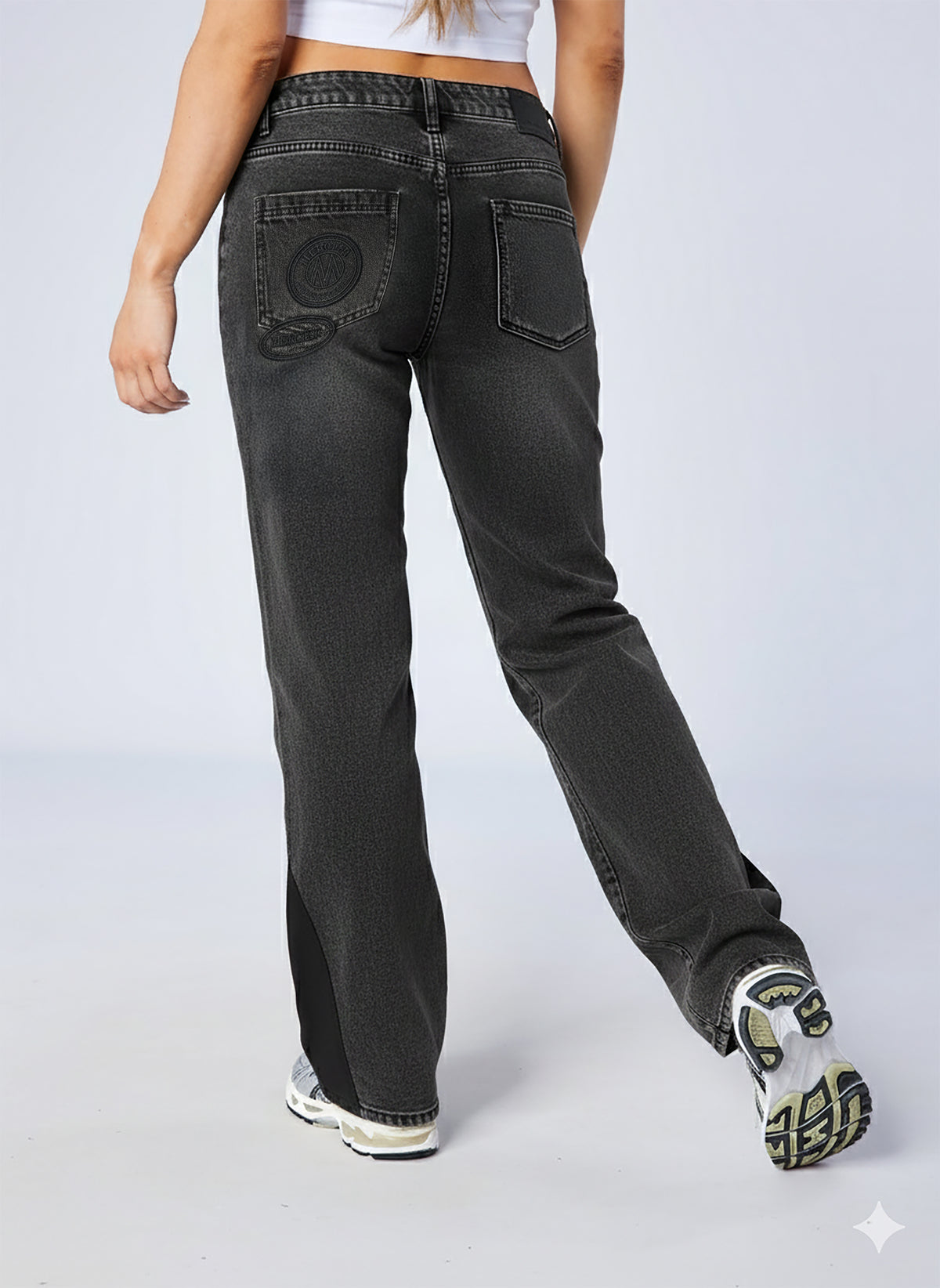 Womens Raw Edge Denim Jeans Black, image 5