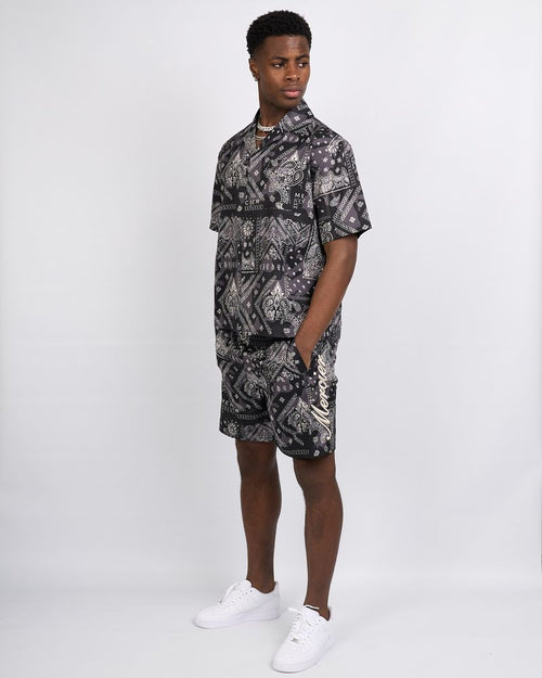 Schwarzes Paisley Resort Shirt