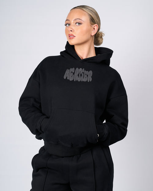 Womens Black Charcoal Bubble Hoodie