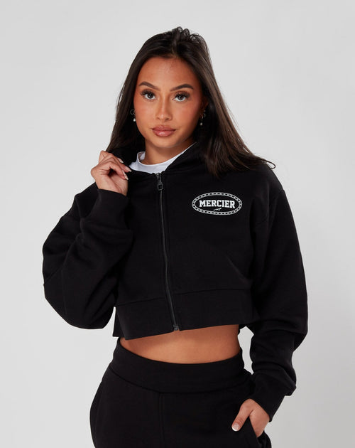 Womens Black Maison Zip Hoodie