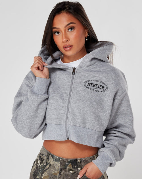 Frauen Grau Marl Mercier nach Hause Croped Hoodie