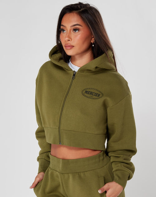 Womens Khaki Maison Zip Hoodie