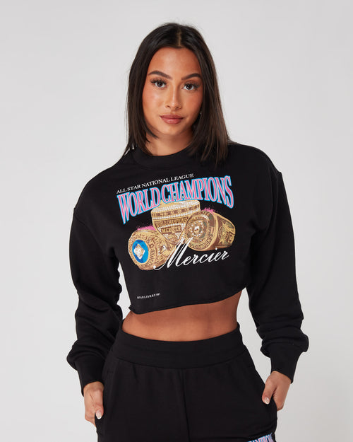 Womens Black Mercier World Champions Crop