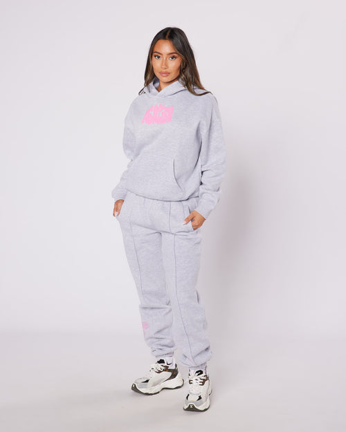 Womens Grey Pink Bubble Jogger