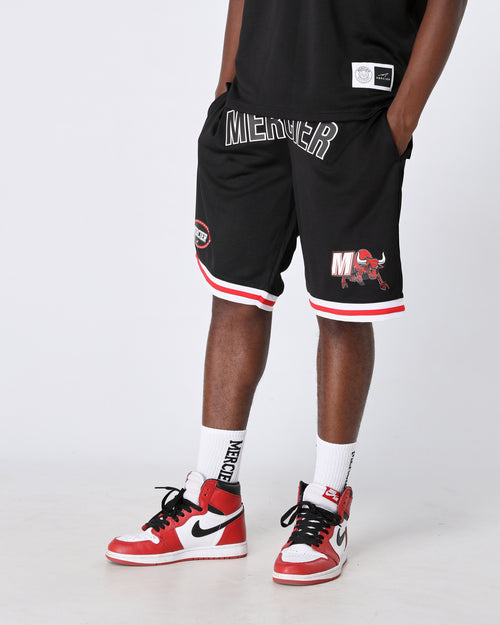 Schwarz Rot Crawford Basketball Shorts