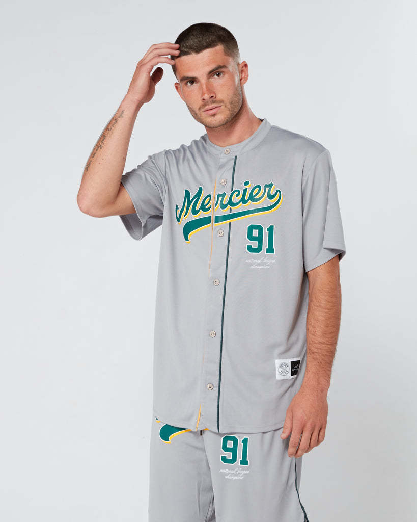 mens mercier grey green emerson baseball jersey