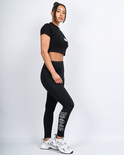 Womens Black Mercier 2.0 Badge Leggings