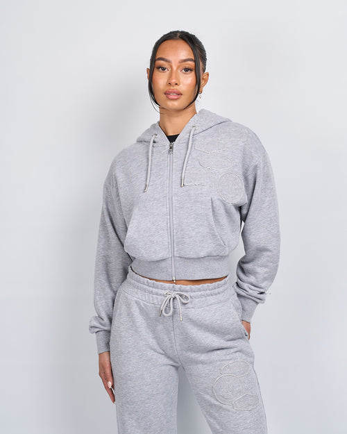 Damen grau Marl OG Abzeichen Roh verknickte Hoodie