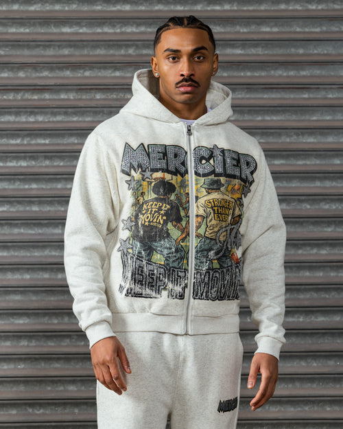 Diamante Ballers Zip Hoodie Grey Marl