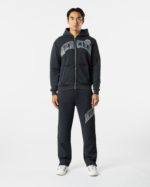 Zip Up Shatter Hoodie Washed Black