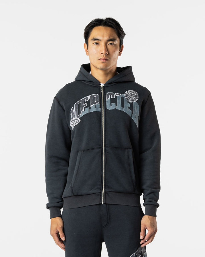 Zip Up Shatter Hoodie Washed Black