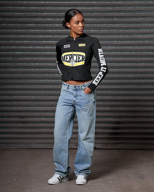 Womens Zip Racer Top Black