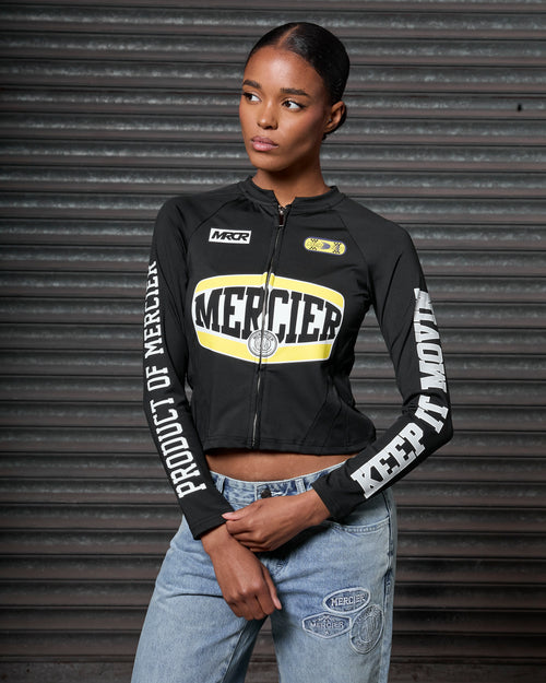 Womens Zip Racer Top Black