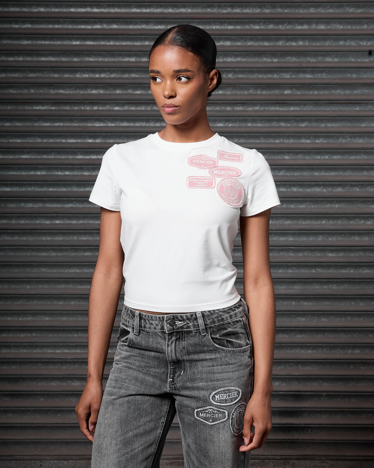 Womens OG Baby Tee White Pink, image 2