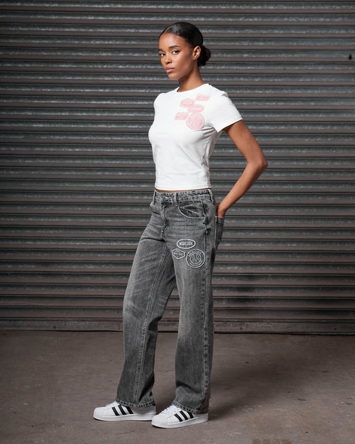 Womens OG Denim Stitch Badge Jeans Grey