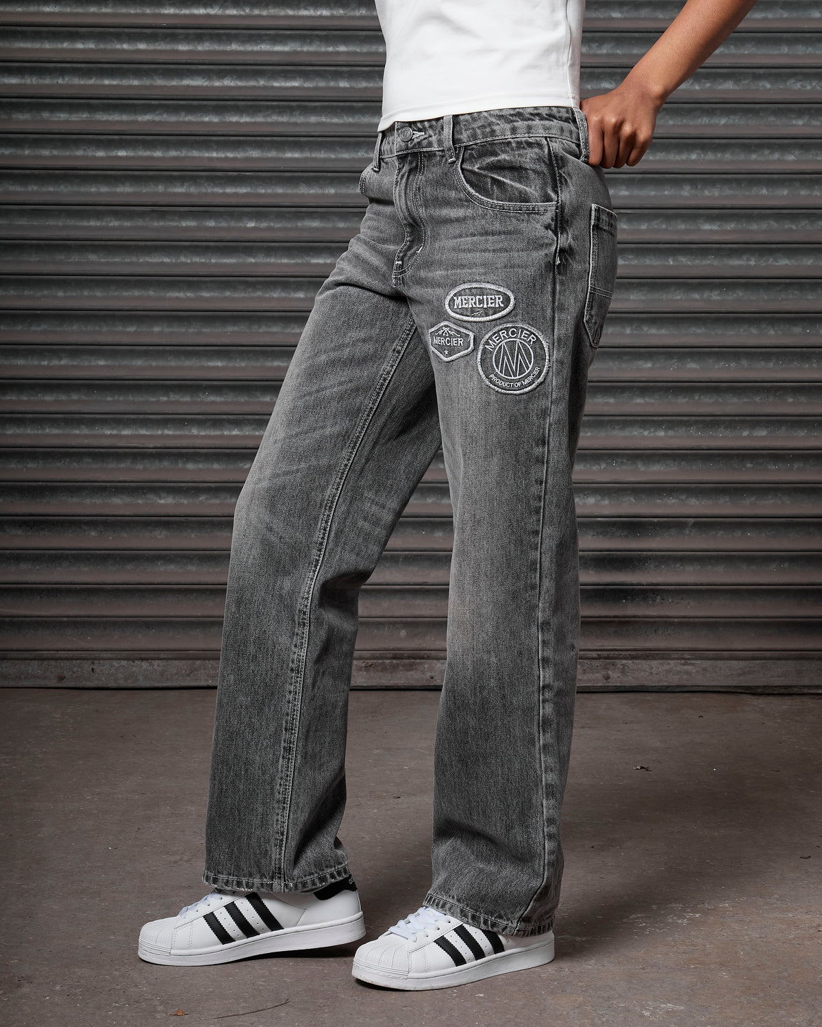 Womens OG Denim Stitch Badge Jeans Grey, image 1