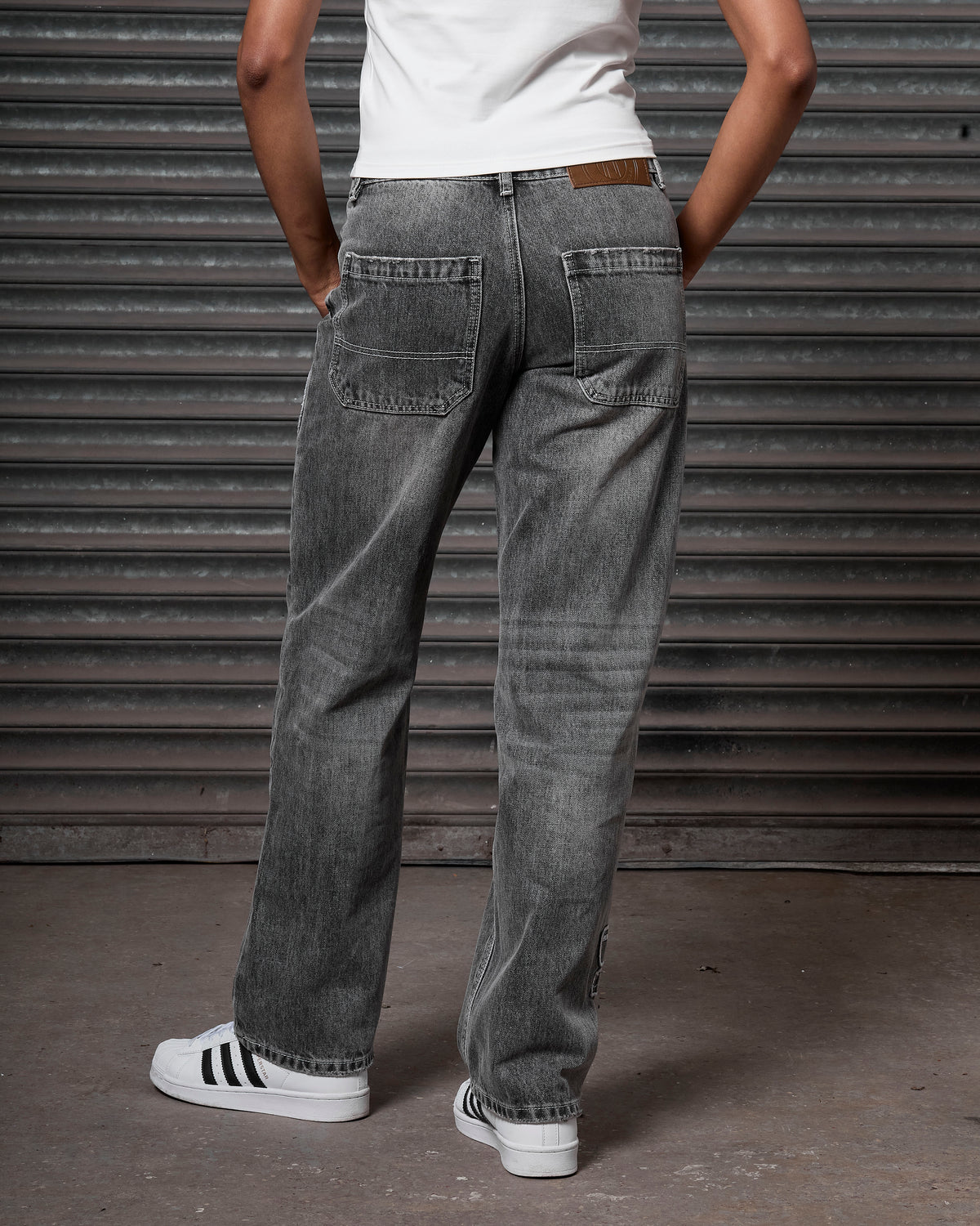 Womens OG Denim Stitch Badge Jeans Grey, image 4