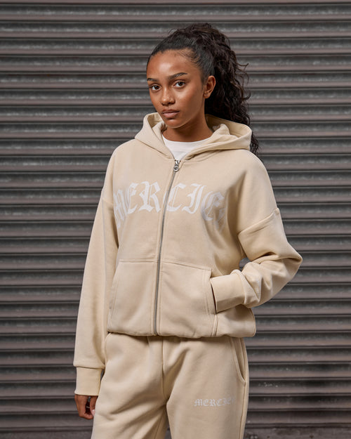 Womens Gothic Zip Hoodie Sand