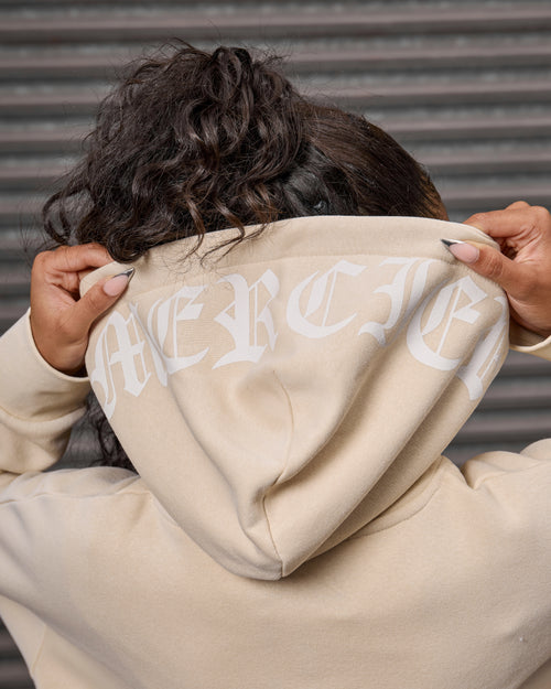 Womens Gothic Zip Hoodie Sand