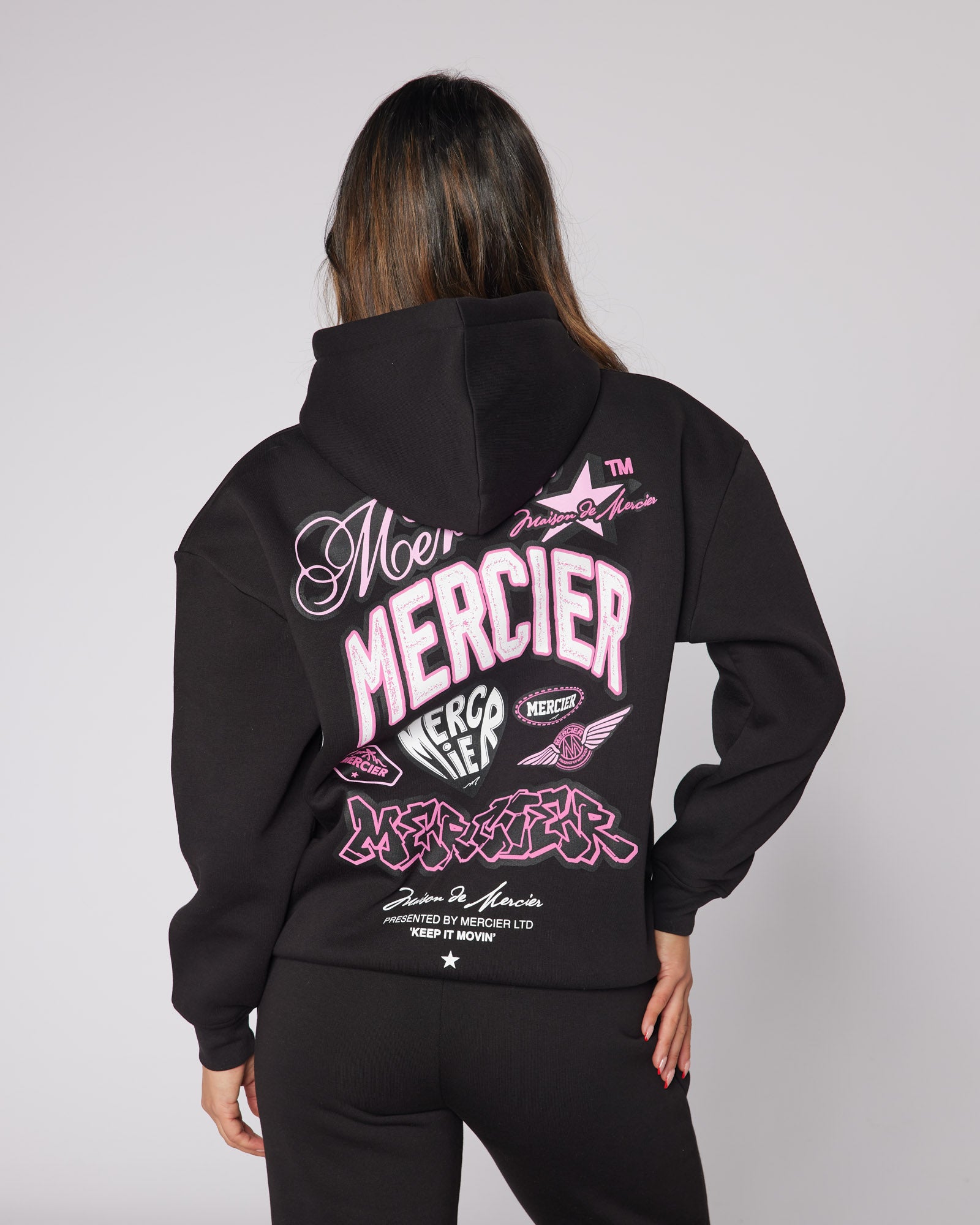 Mercier Women's Black Pink Guerrilla Hoodie Women's Hoodies