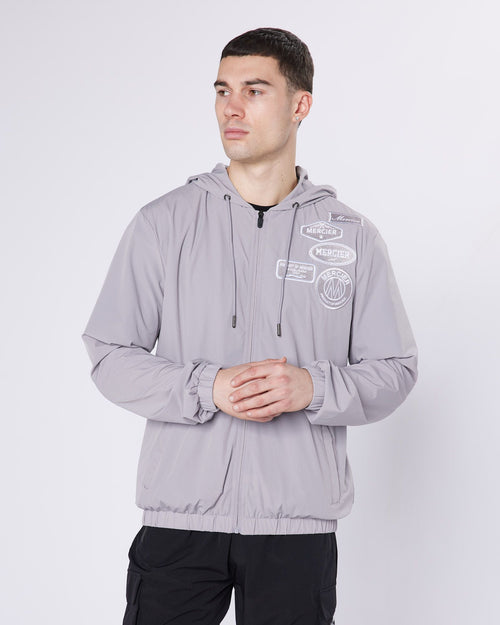 Grey Mono Badge Windbreaker