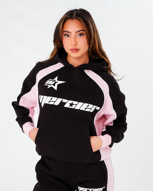 Women's Black Pink Sporty Hoodie