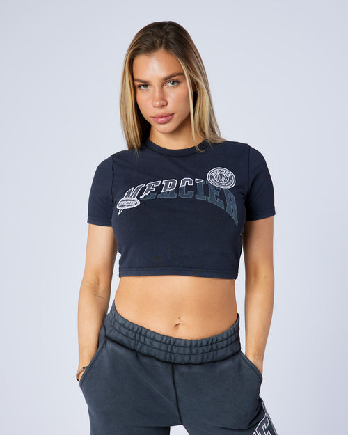 Womens Shatter Baby Tee Washed Black
