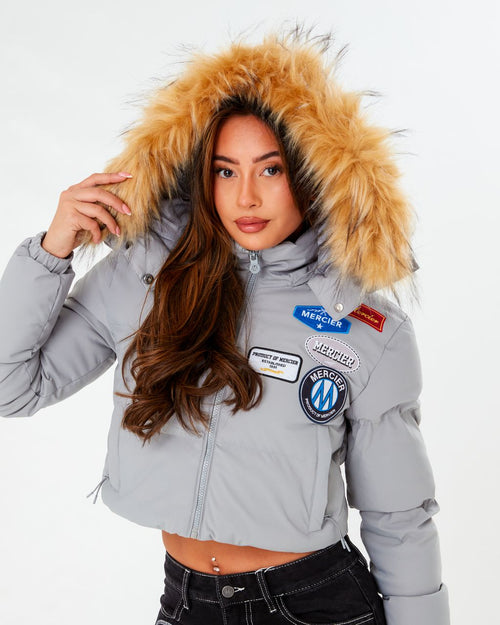 Women's Cropped Grey OG Puffer Jacket