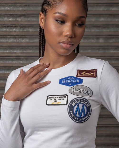 Women's OG Badge LS Fitted Tshirt White