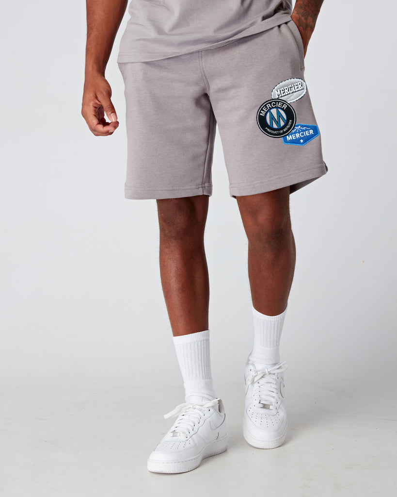 mens mercier og badge shorts mid grey