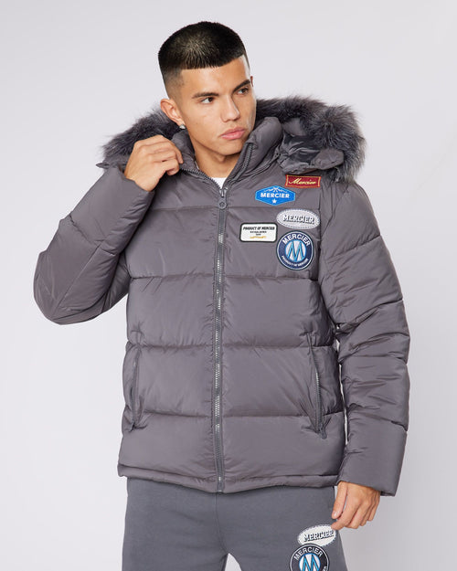 Grey OG Badge Puffer Jacket